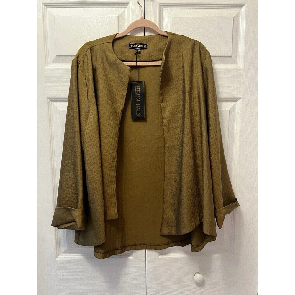 Heidi Daus Signature Accent Open-Front Jacket Blazer Bronze Brown Size XL NWT